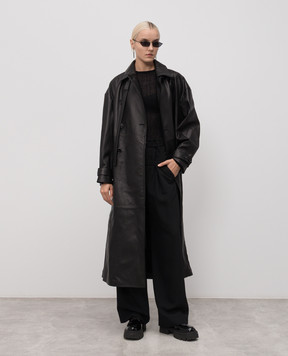 Ann Demeulemeester Ansa black leather double-breasted trench coat B0013109LT038