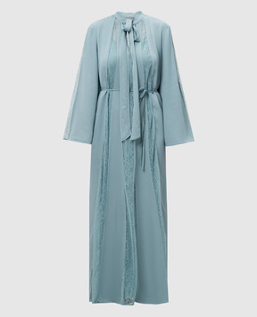 Twinset Blue maxi dress with lace 251TP2411