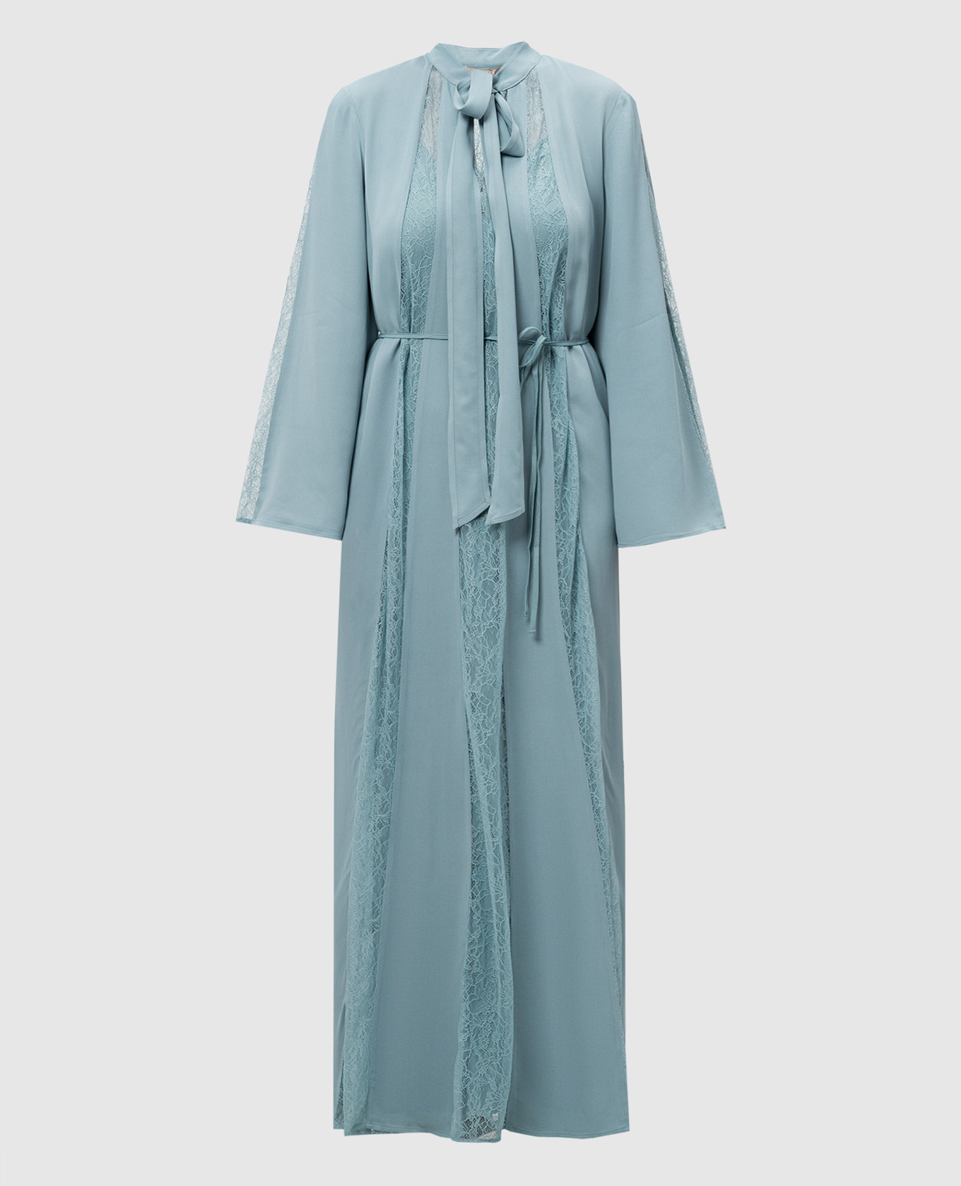 Blue maxi dress with lace Twinset