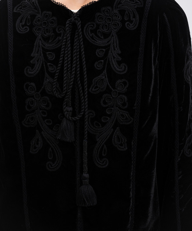 Twinset - Black velvet jacket with floral embroidery 242TS2241 - shop with  Cyprus delivery at Symbol