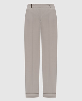 Peserico Gray pants with brand patch A04629U00668