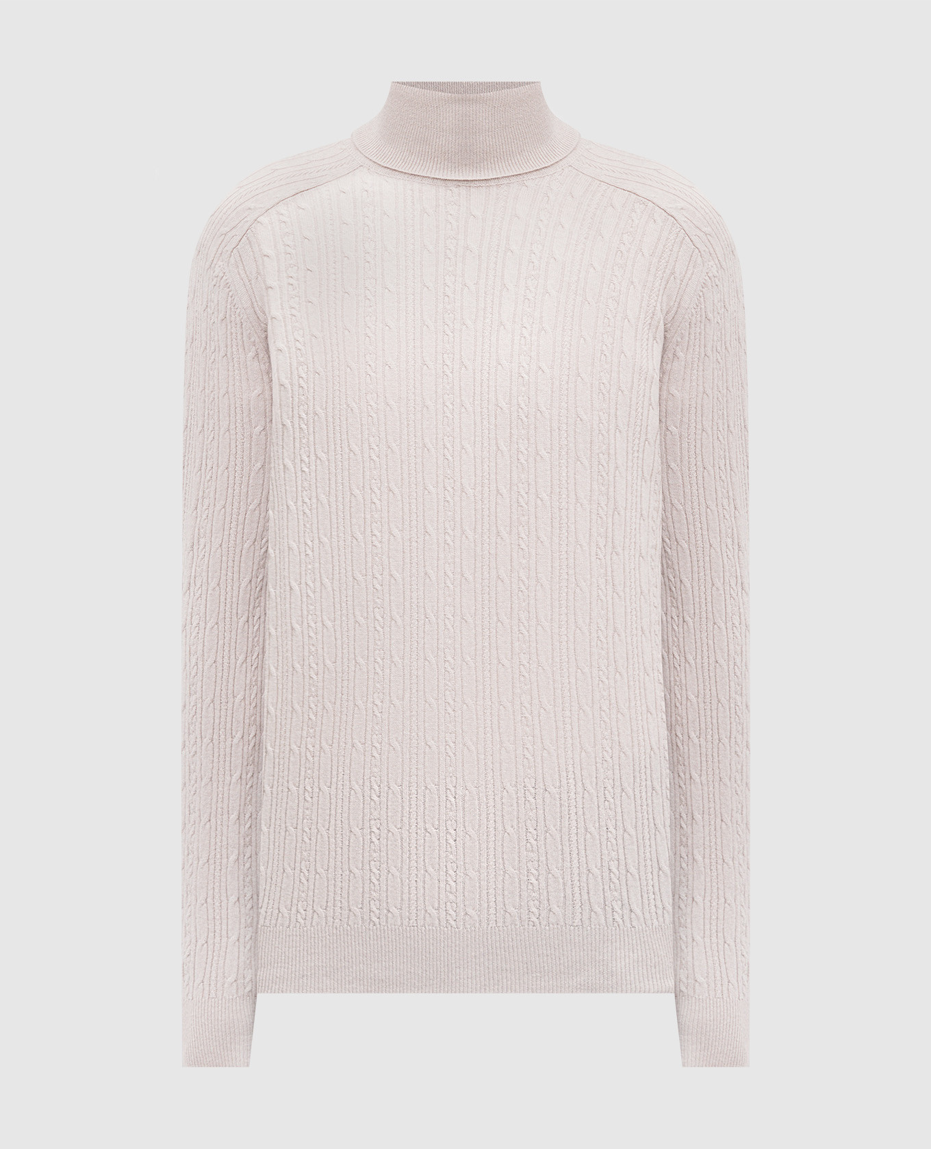 

Beige cashmere turtleneck with metallic logo Agnona
