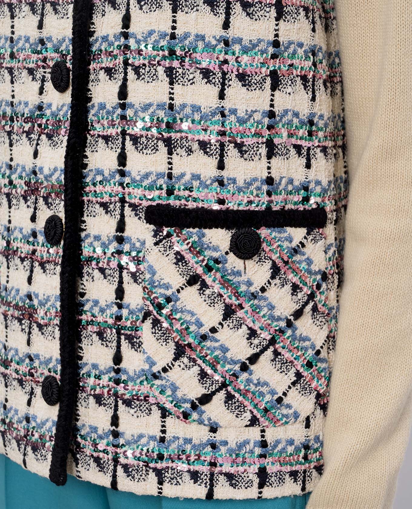 

Beige tweed vest with checked wool Valentino