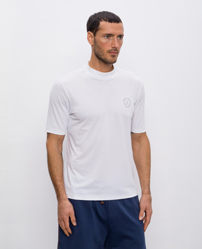 Brunello Cucinelli White T-shirt with logo emblem MW8641310F