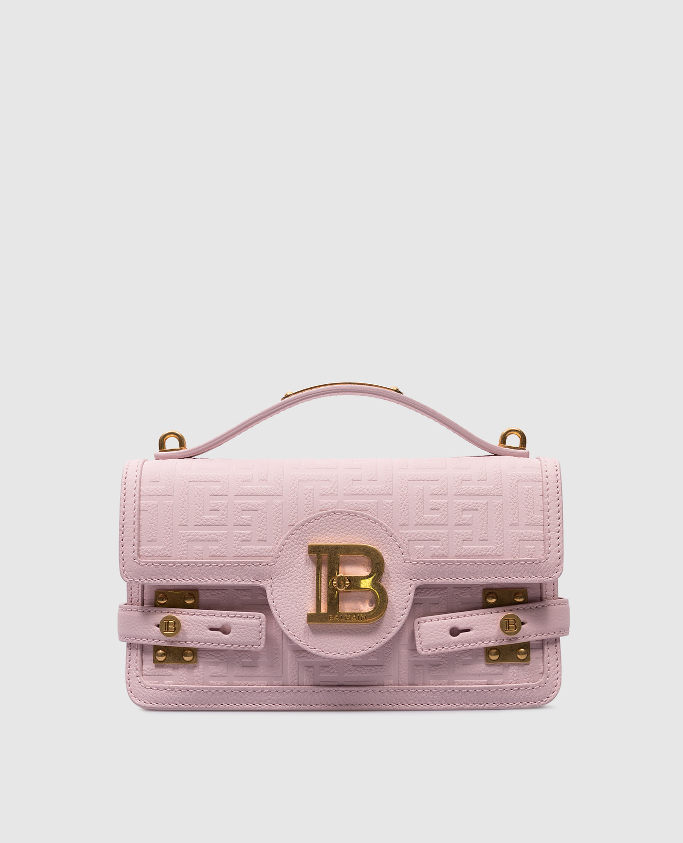 

B-Buzz 24 pink leather bag with logo Balmain, Розовый
