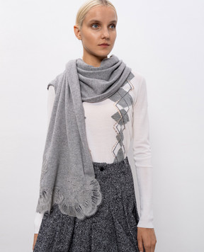 Ermanno Scervino Gray cashmere scarf with lace D475R710EAPPYU