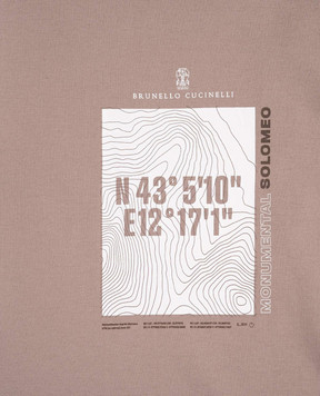 Brunello Cucinelli Children's brown T-shirt with branded print B0B13T187B