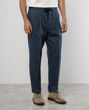 Brunello Cucinelli Blue pants with a pattern ME264E1710