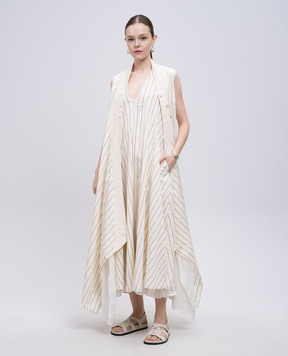 Marc Le Bihan Beige striped silk shirt dress 2181