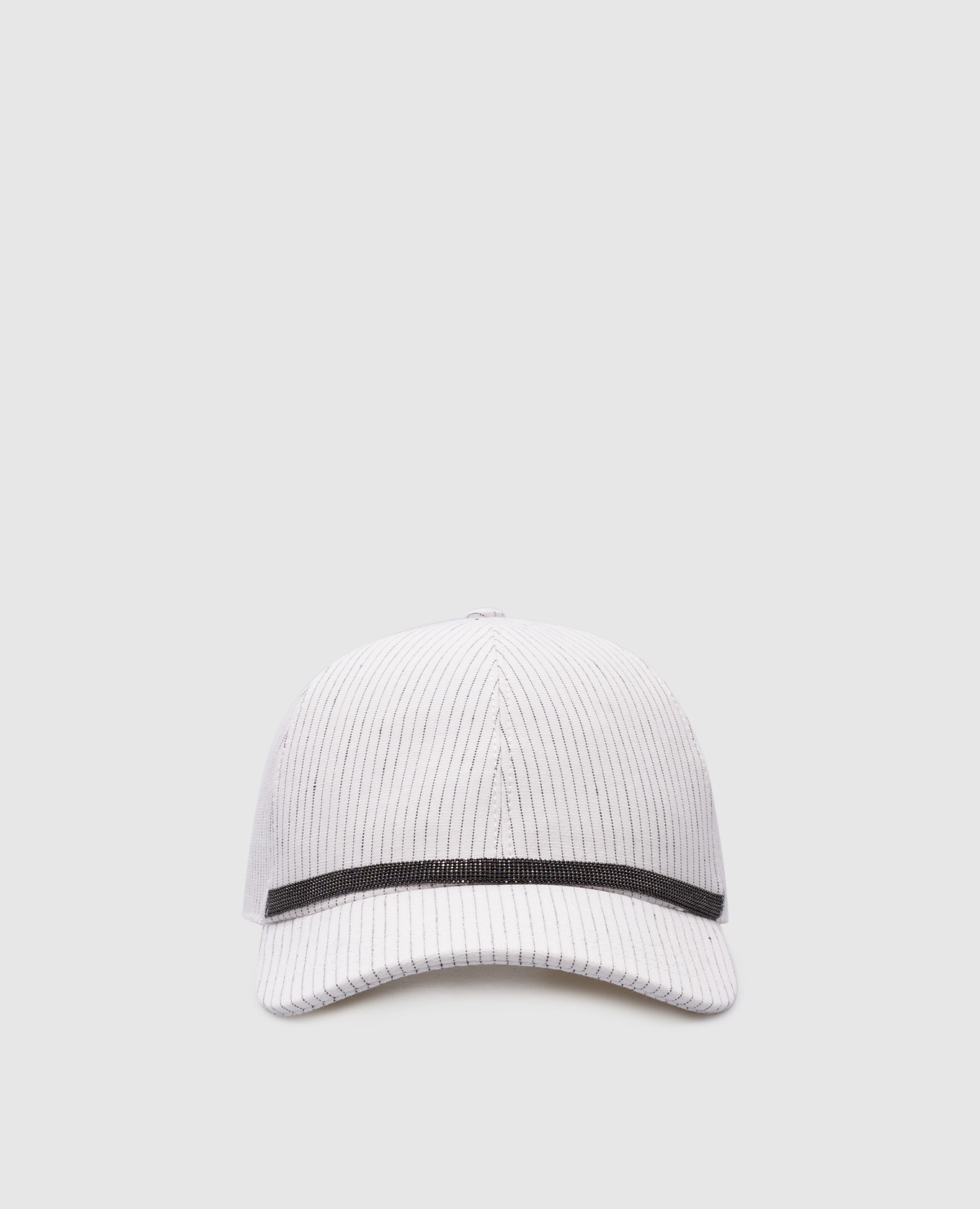 

White linen cap with monil chain Brunello Cucinelli