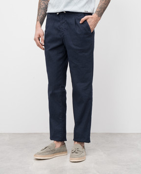 Enrico Mandelli Blue linen pants GYM02B5654