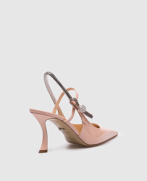 Mach&Mach Pink patent leather slingbacks with crystals S088985PAT