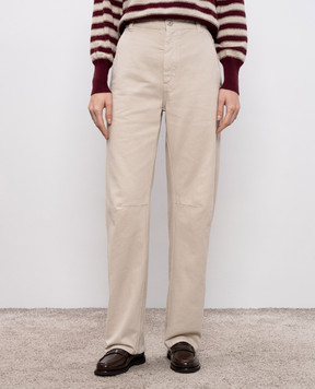 Brunello Cucinelli Beige jeans with a monil chain MPH81P4019