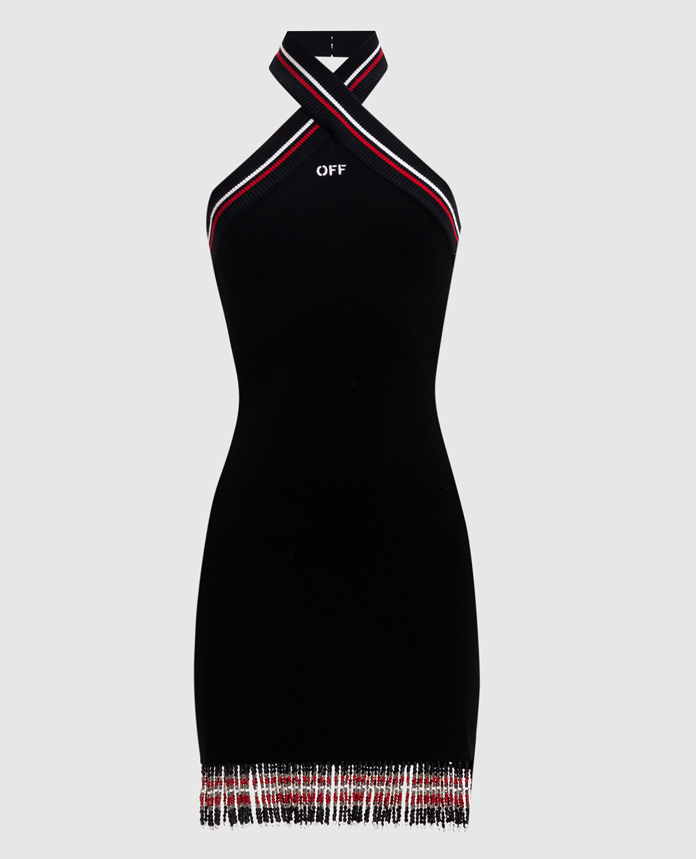 

Black beaded mini dress with logo embroidery Off-White