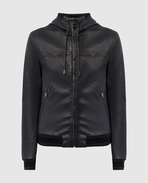 Dolce&Gabbana Blue leather jacket with a hood G9NI7LHULCI