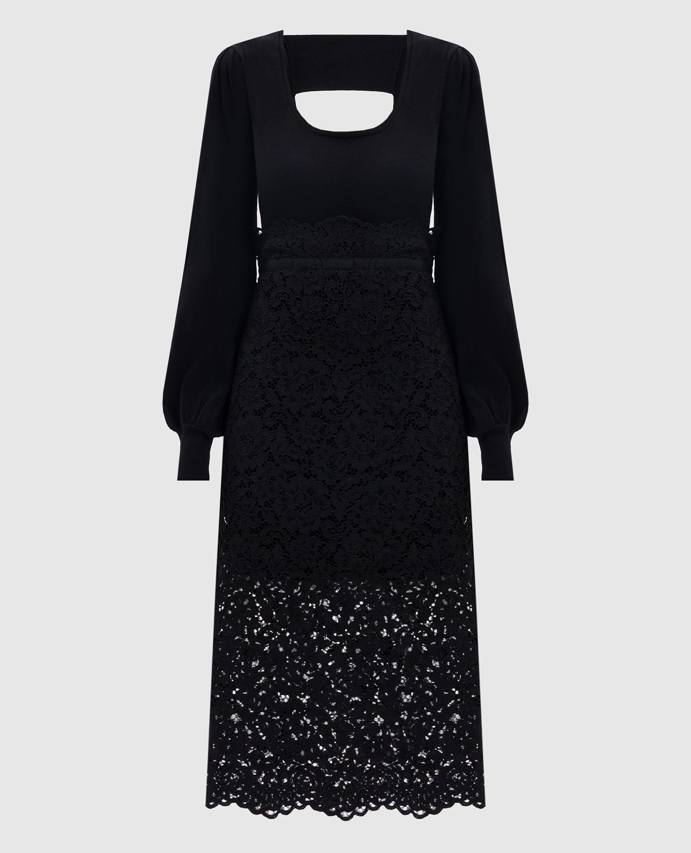 Black midi dress with lace Twinset
