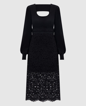 Twinset Black midi dress with lace 252TP3030