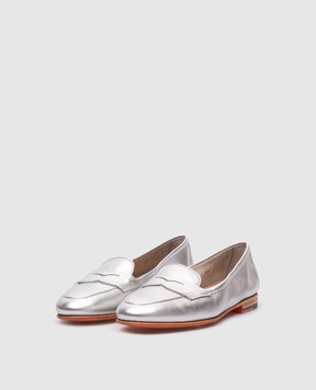 Santoni Silver leather loafers WUNY71031SA4SLLX