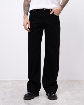 Alexander McQueen Black jeans with logo patch 809766QYAAC