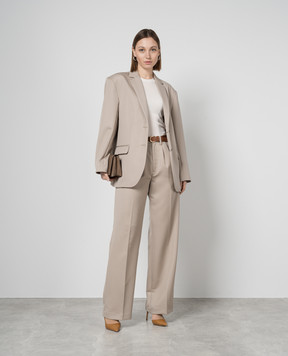 Anine Bing Carrie high rise wool trousers in beige A033269230