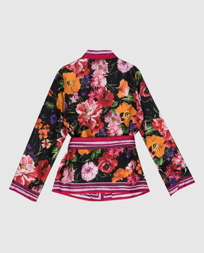 Dolce&Gabbana Children's black silk blouse with floral print L55S87HI1U8