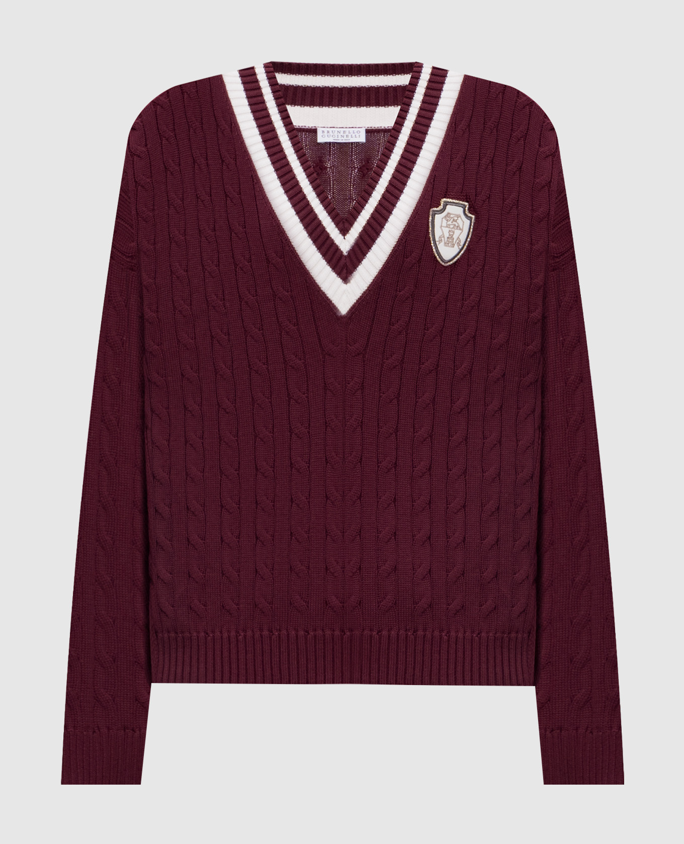 

Burgundy pullover with textured pattern Brunello Cucinelli