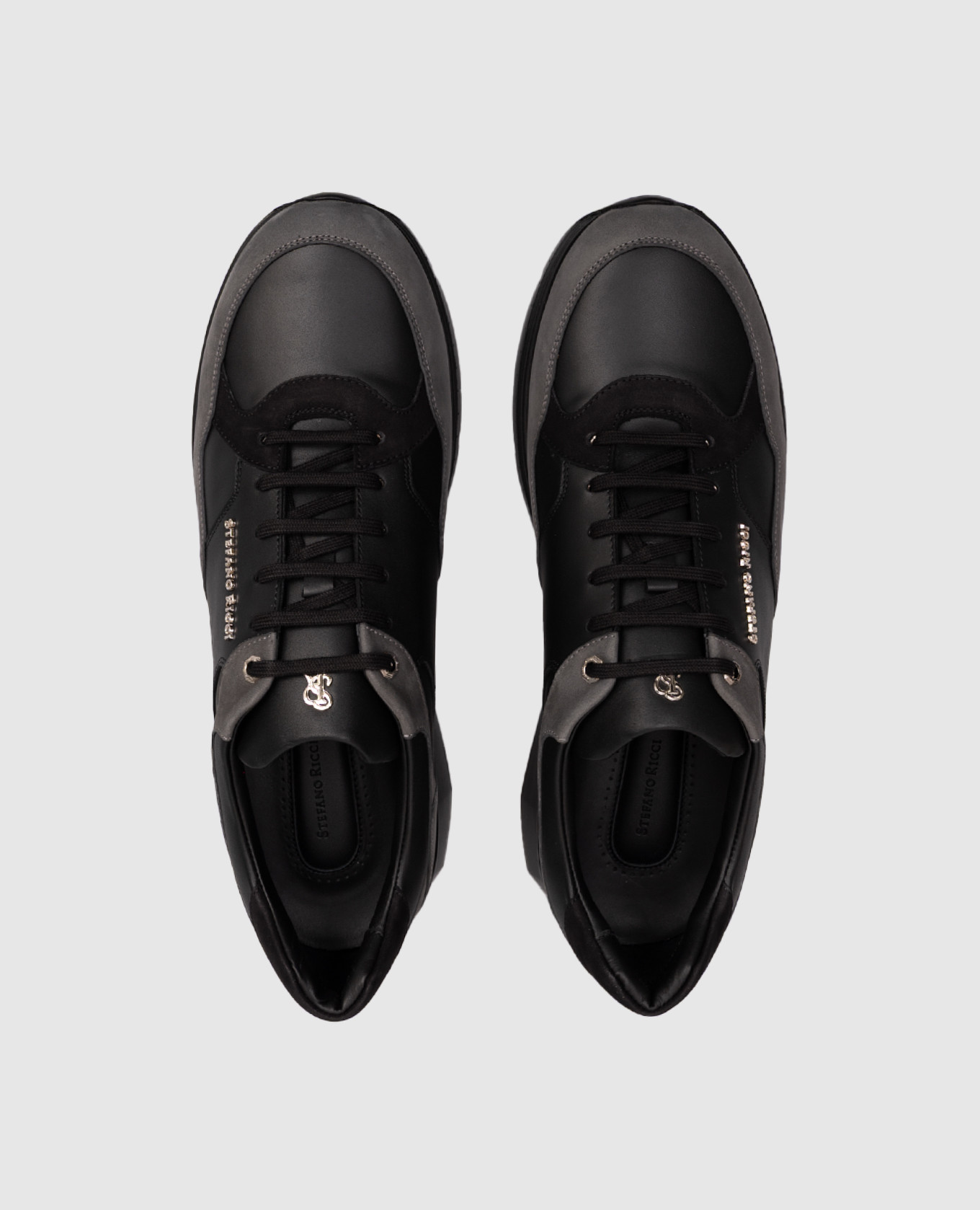 

Leather sneakers with textured logo Stefano Ricci, White