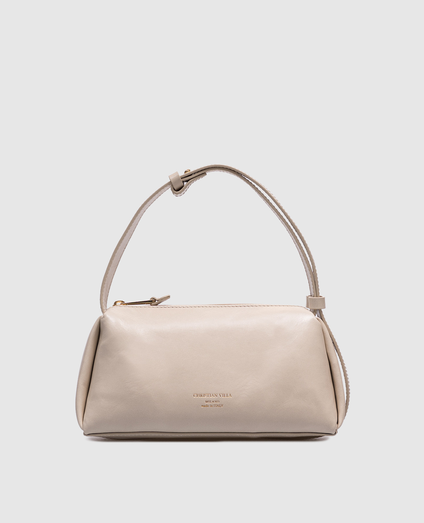 

Beige leather cross-body bag with logo Christian Villa