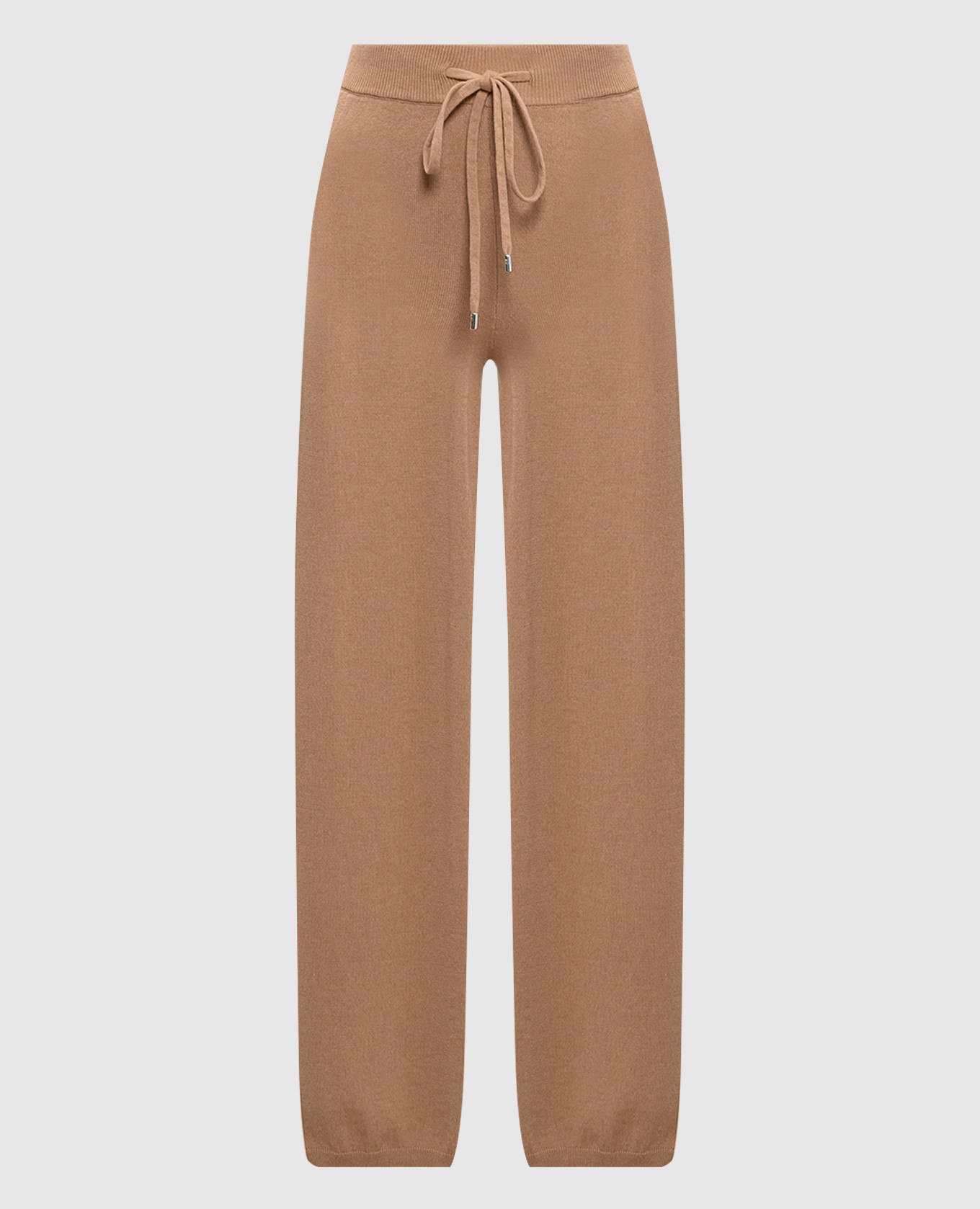 Beige pants made of wool, silk and cashmere with a monil chain