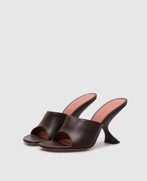 Amina Muaddi Taylor brown leather mules 14S364268TAY
