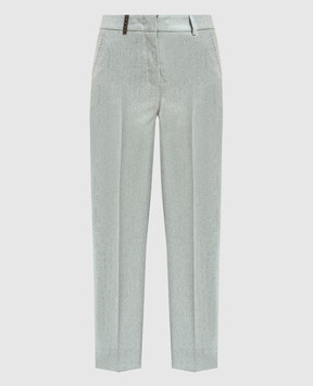 Peserico Gray pants made of wool with lurex A0471808329