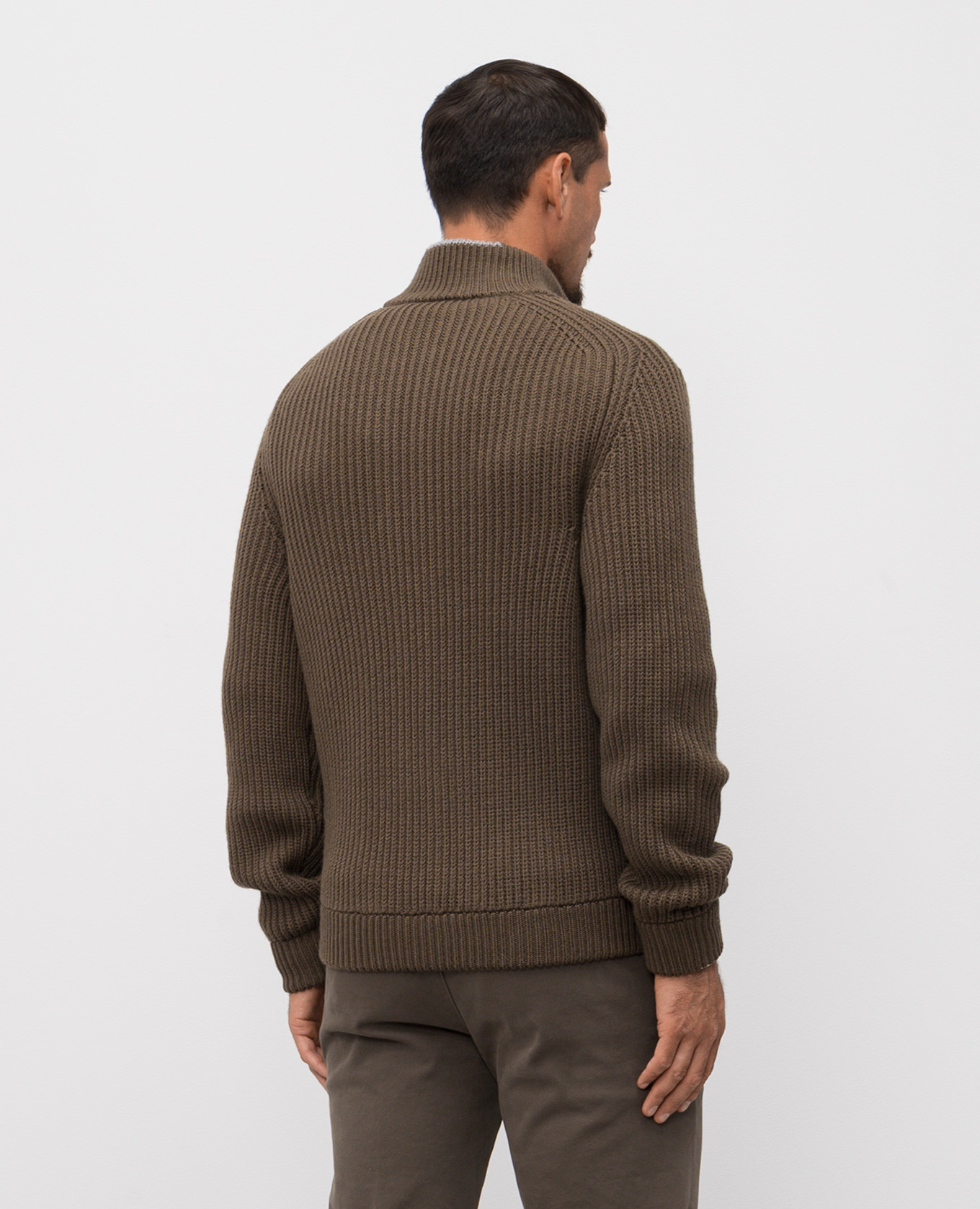 Khaki wool cardigan Peserico 4