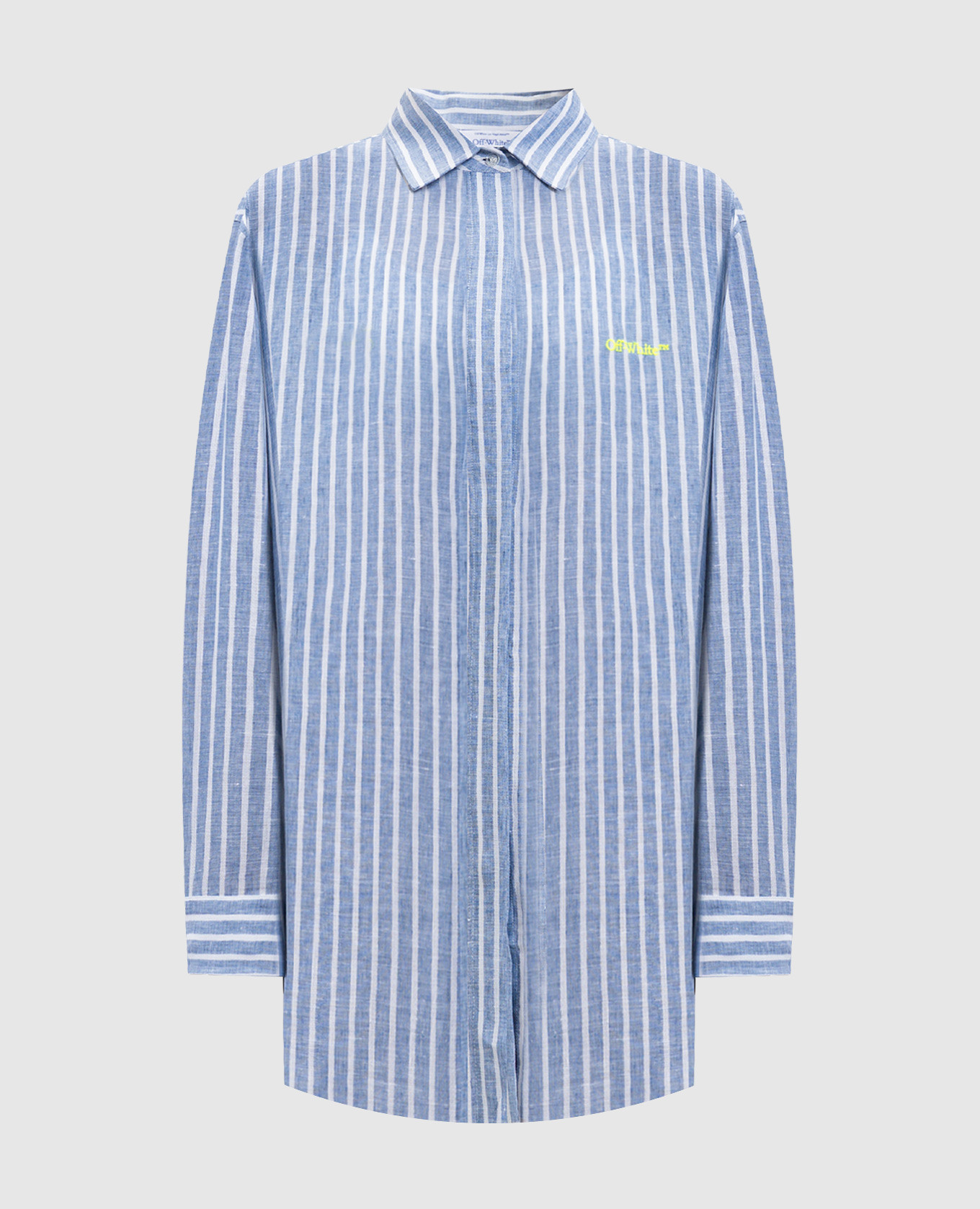 Blue striped linen shirt with logo Off-White