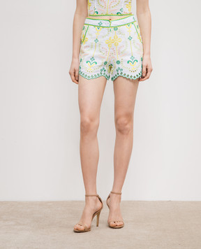 Charo Ruiz White linen Mason shorts with broderie embroidery 244500