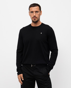 Alexander McQueen Black wool jumper with embroidered logo emblem 839686Q1BEC