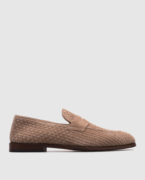 Brunello Cucinelli Beige suede loafers with weaving MZUIHCB799
