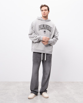 Palm Angels Grey hoodie with logo print PMBB155S25FLE001m