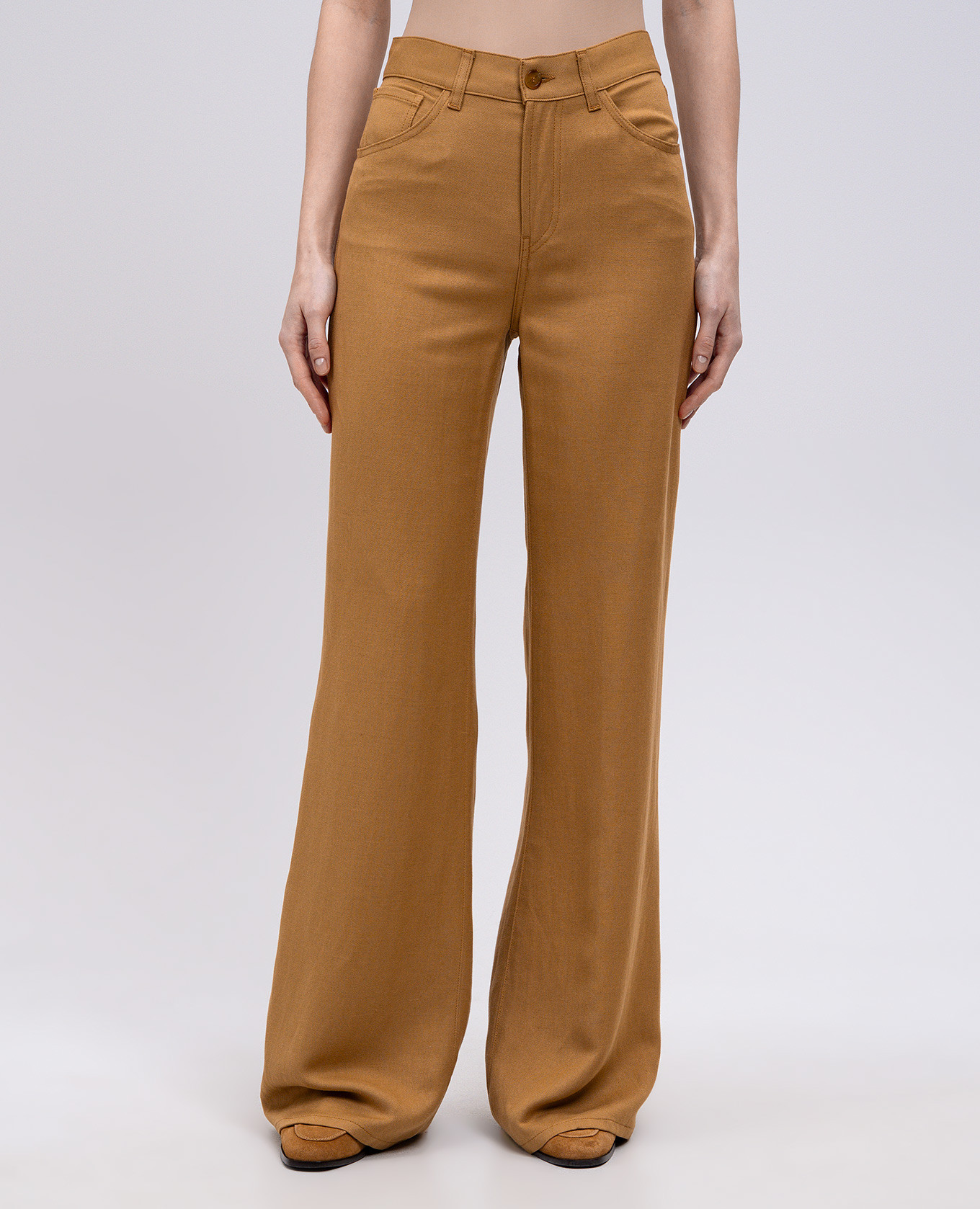 

Amber beige flared pants with linen Dondup