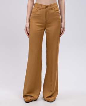 Dondup Amber beige flared pants with linen DP619IF0041DXXX