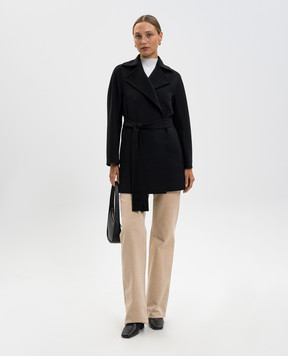 Heresis Black wool coat with a smell M6280G400