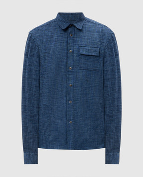 Kiton Blue shirt with wool and silk UMCBUBAK0617E