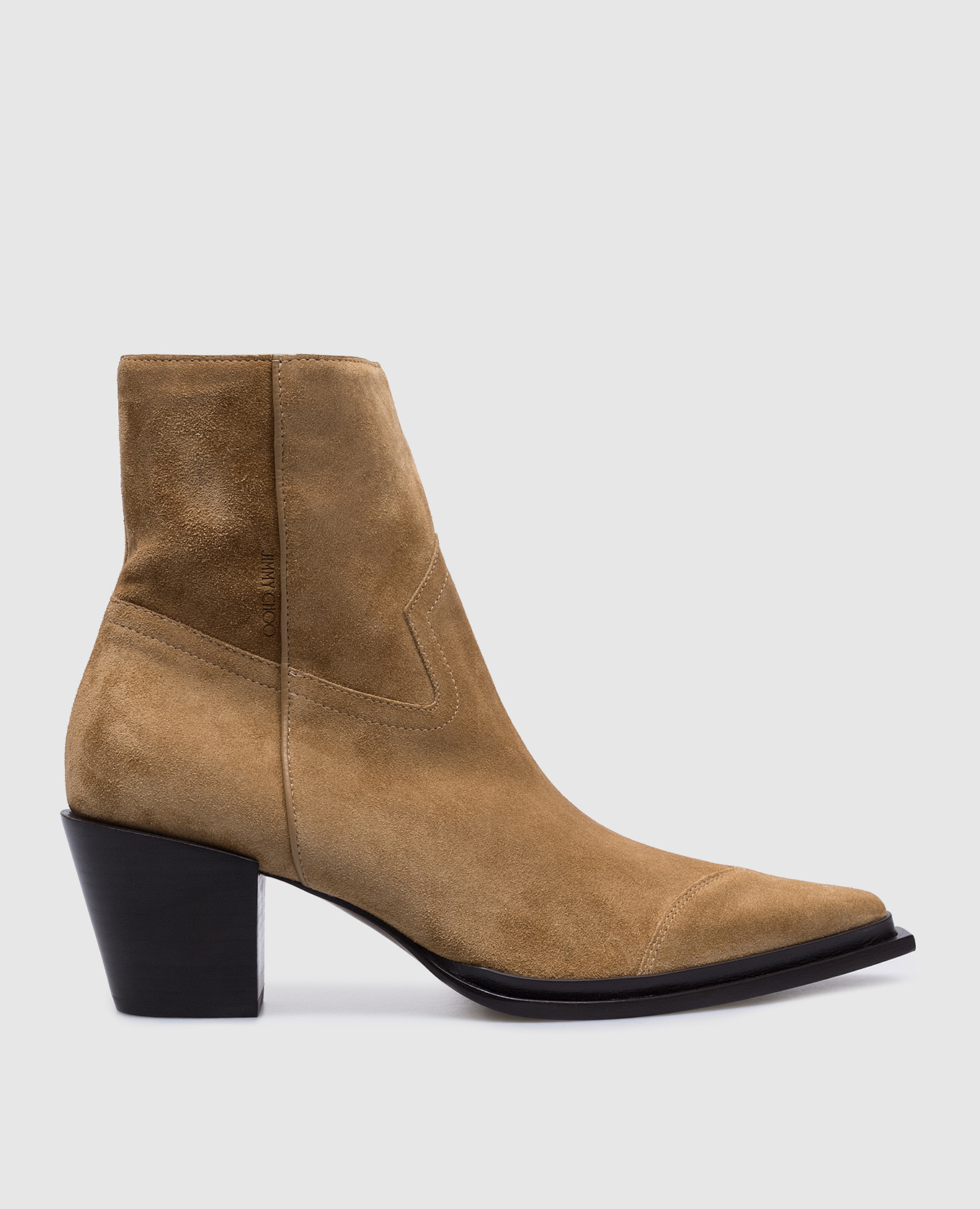 

Cece logo embossed suede boots in beige Jimmy Choo