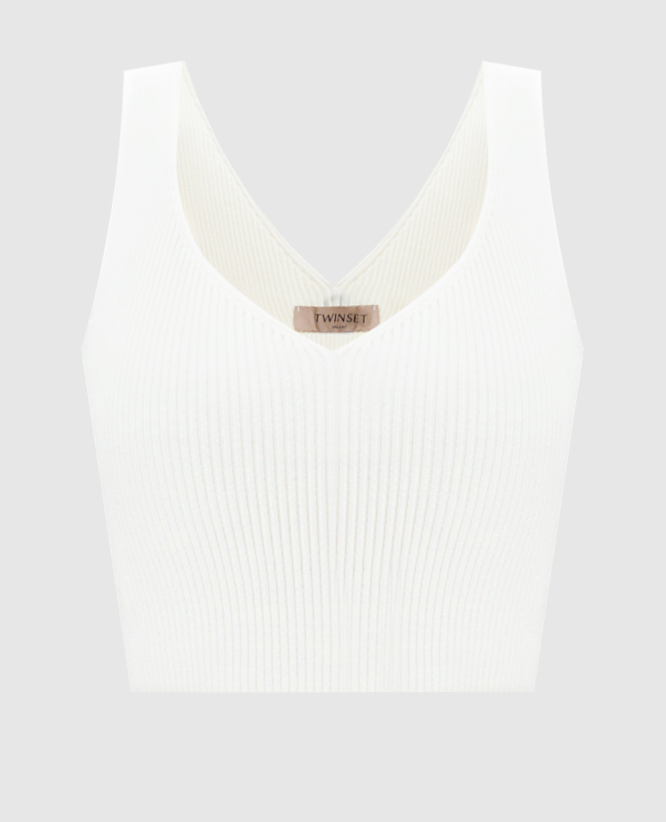 

White ribbed top with logo Twinset