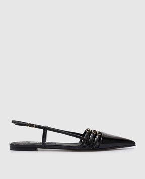 Dolce&Gabbana Lollo black patent leather slingbacks CG0719A1471