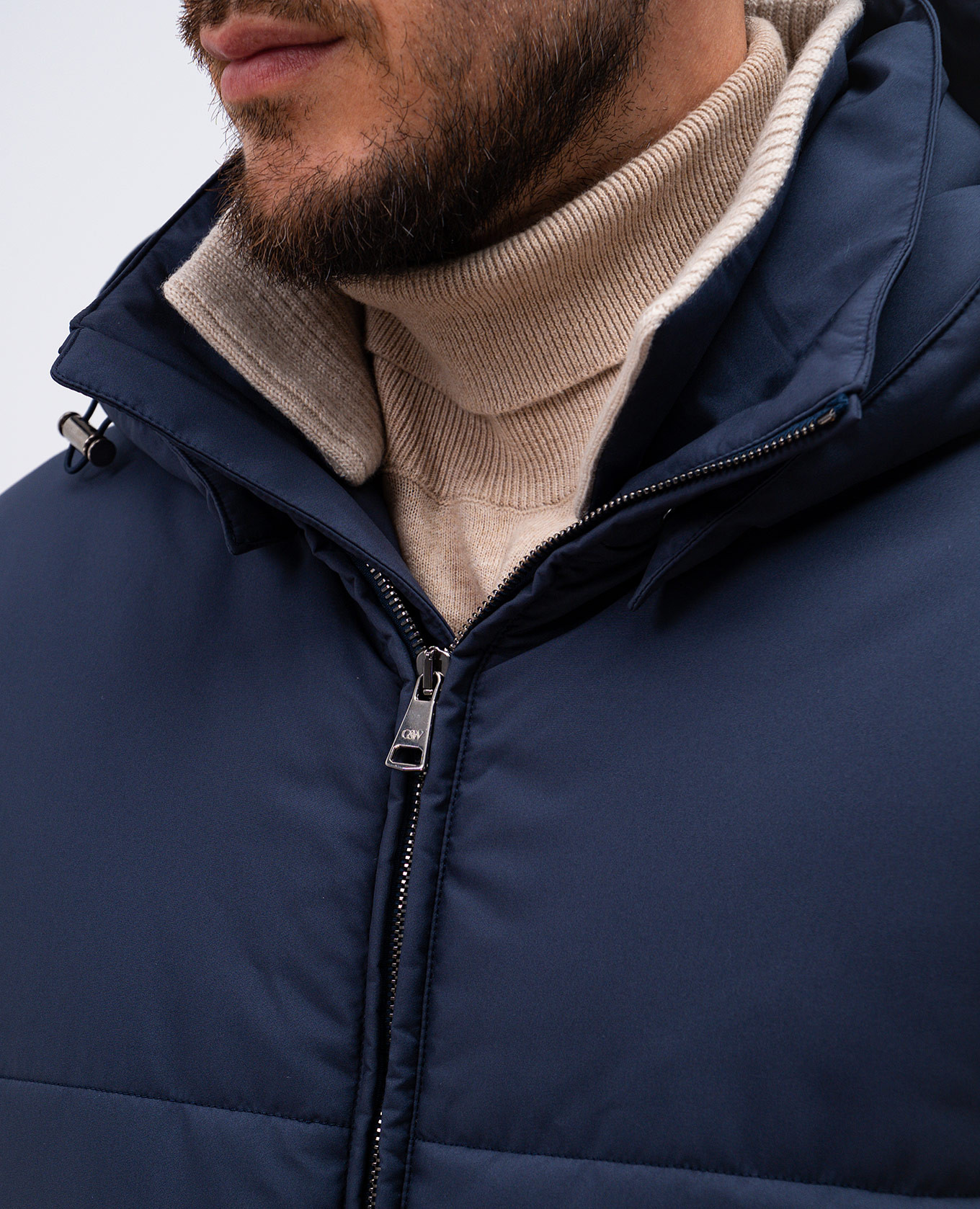 Blue quilted jacket with logo monogram engraving Cashmere&Whiskey 5