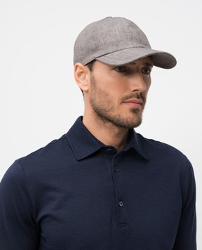 CAPOBIANCO Gray linen cap with logo 18MC1LL00