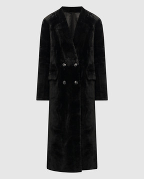 Simonetta Ravizza HARRY black double-breasted sheepskin coat F04CO143H15