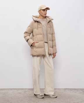 Herno Beige wool down jacket with lurex PI002104D33467