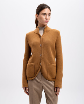COLOMBO Brown logo cashmere cardigan MA04541226KI