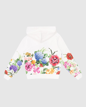 Dolce&Gabbana Children's white floral print sports jacket with monogram logo L5JWAUII7GX812